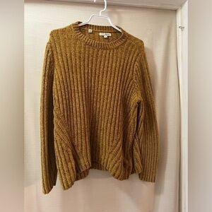 Jachs Girlfriend Chenille Ribbed Sweater Womens Small Mustard Oversized Pullover
